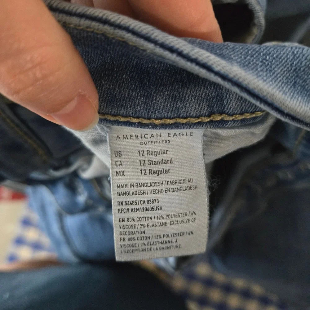 American Eagle Curvy Super Hi-Rise Jegging Crop Denim Blue Jeans Size 12 Regular